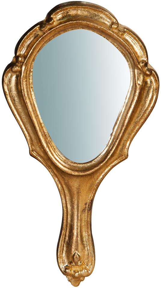 Specchio con manico vintage 20x11 cm Specchio da trucco con manico Specchio da tavolo vintage - 2