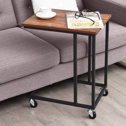 Tavolino da Caffe Porta Pc Laterale Divano Letto Metallo legno con Ruote  Moderno - Bakaji - Casa e Cucina | IBS