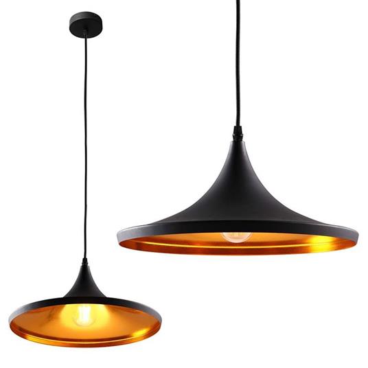 Lampadario Lampada Sospensione Design Moderno Industriale Paralume Nero Oro  - Bakaji - Idee regalo | IBS