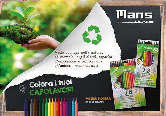 Matite colorate Mans Astuccio 12 pastelli in Biofibra compostabile - 2