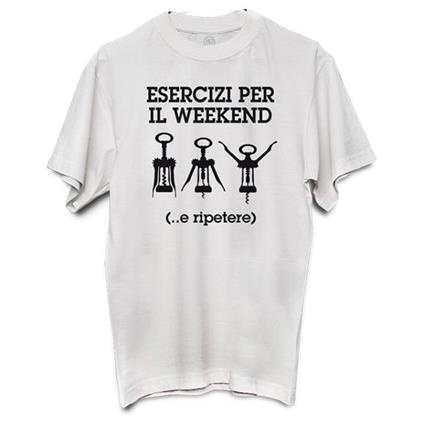 T-Shirt Unisex 100%Cotone Esercizi Per Il Weekend Bianca Taglia S