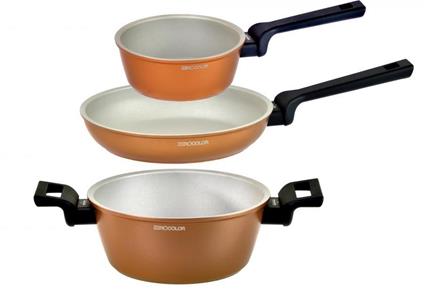 Set Pasta Casseruole e Padella ZeroColor Unico Antiaderente della Salute Alluminio