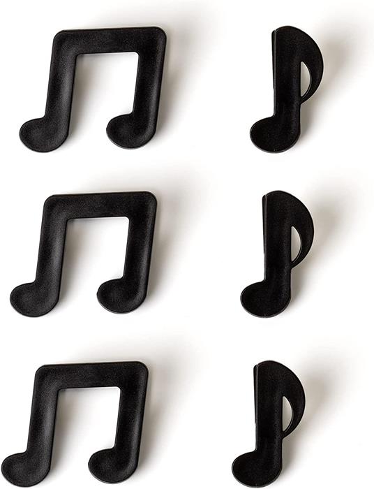 Legami - Set di 6 Clip Chiudi Pacco, per Chiudere le Confezioni, 5,5x5 cm, Tema Musical note - 3