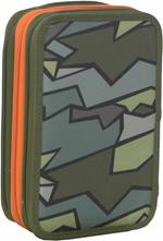 Astuccio organizzato 3 zip Comix Flash Broken Camo Verde - 20x13x7 cm