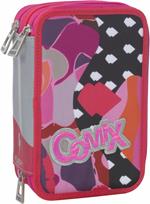 Astuccio organizzato 3 zip Comix Flash Psychedelic Kiss Rosa - 20x13x7 cm