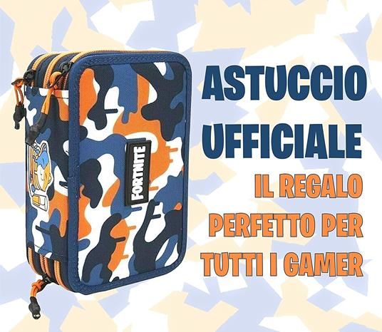 Astuccio organzzato 3 zip Fortnite Meo - 20x13x7 cm