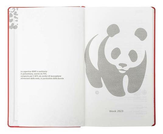 Agenda settimanale Panini 2023, 12 mesi, Large, WWF, rosso - 13 x 21 cm - 3