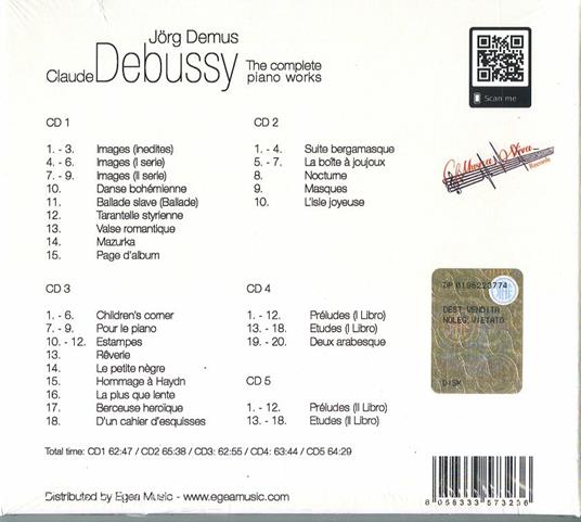 Musica completa per pianoforte - CD Audio di Claude Debussy,Jörg Demus - 2