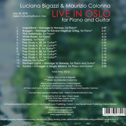 Live in Oslo for Piano and Guitar - CD Audio di Luciana Bigazzi - 2