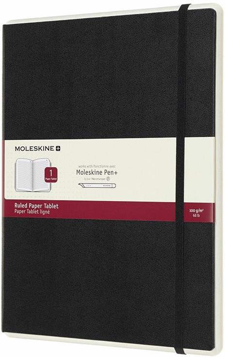 Taccuino Paper Tablet P+ Moleskine a righe extra large copertina rigida. Nero