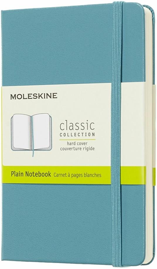 Taccuino Moleskine pocket a pagine bianche copertina rigida azzurro. Reef Blue