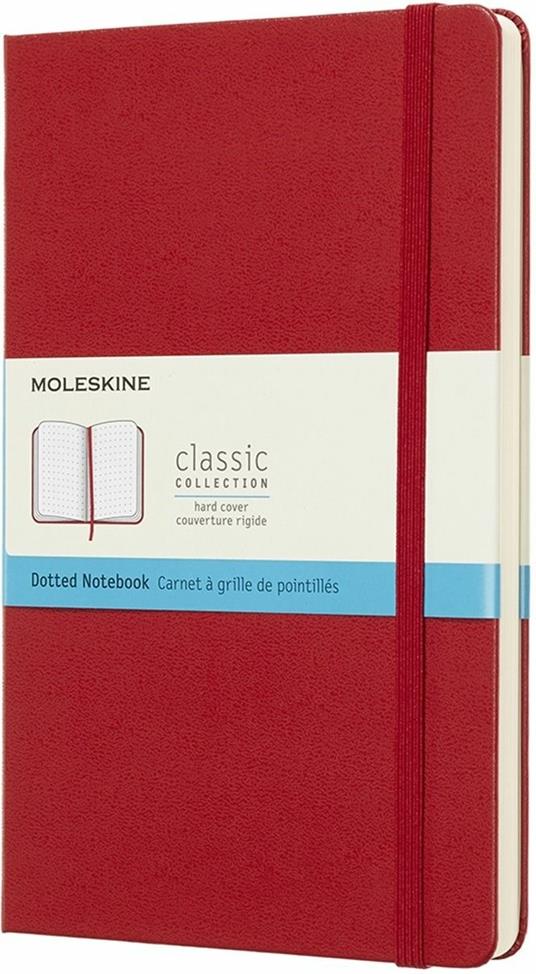 Taccuino Moleskine large puntinato copertina rigida rosso. Scarlet Red