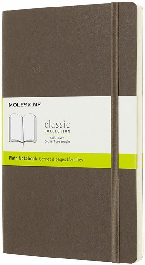 Taccuino Moleskine large a pagine bianche copertina morbida marrone. Earth Brown