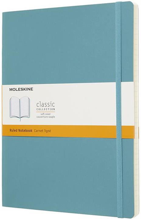 Taccuino Moleskine XL a righe copertina morbida azzurro. Reef Blue