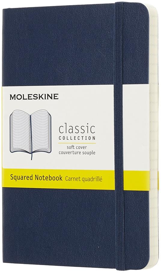 Taccuino Moleskine pocket a quadretti copertina morbida blu. Sapphire Blue