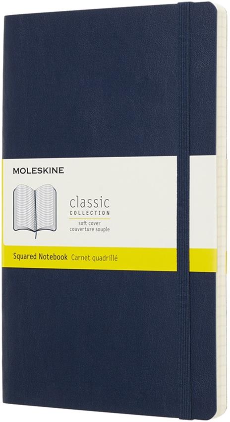 Taccuino Moleskine large a quadretti copertina morbida blu. Sapphire Blue