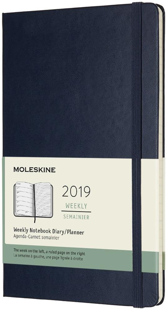 Weekly Notebook. Agenda-taccuino settimanale 2019, 12 mesi, Moleskine large  copertina rigida. Blu - Moleskine - Cartoleria e scuola | IBS