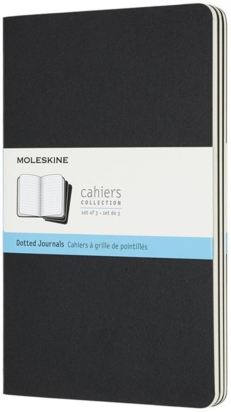 Quaderno Cahier Journal Moleskine large puntinato nero. Black. Set da 3