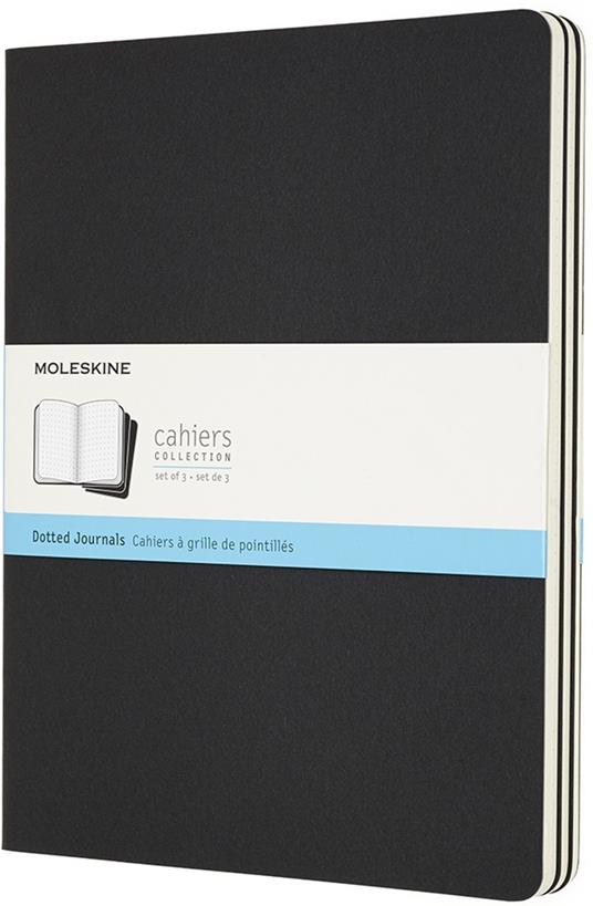 Quaderno Cahier Journal Moleskine XL puntinato nero. Black. Set da 3