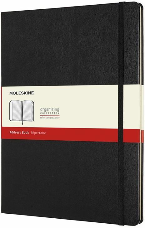 Rubrica Moleskine XL copertina rigida nero. Black