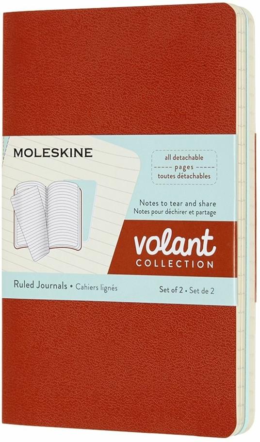 Quaderno Volant Journal Moleskine pocket a righe arancione-azzurro. Coral  Orange-Aquamerine Blue. Set da 2 - Moleskine - Cartoleria e scuola