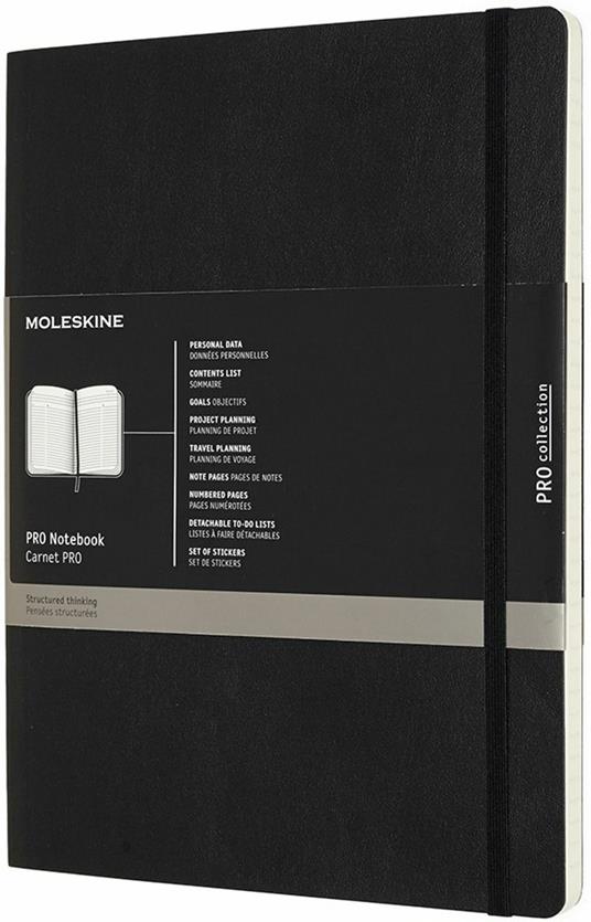 Taccuino Pro Moleskine XL copertina morbida nero. Black