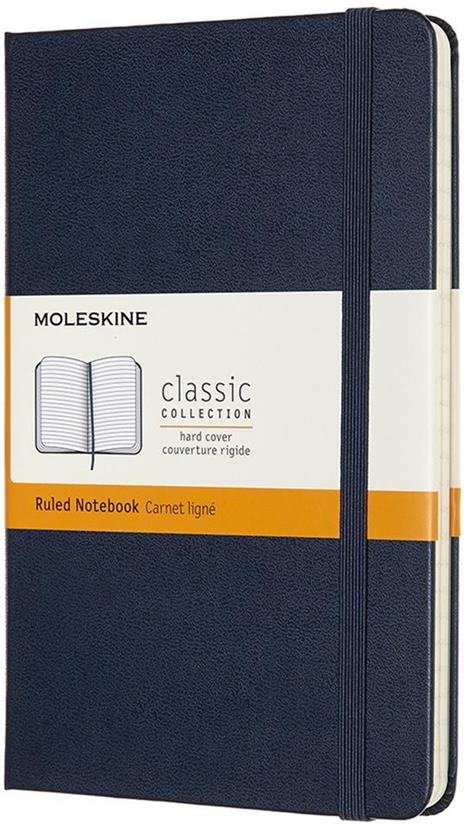 Taccuino Moleskine medium a righe copertina rigida blu. Sapphire Blue