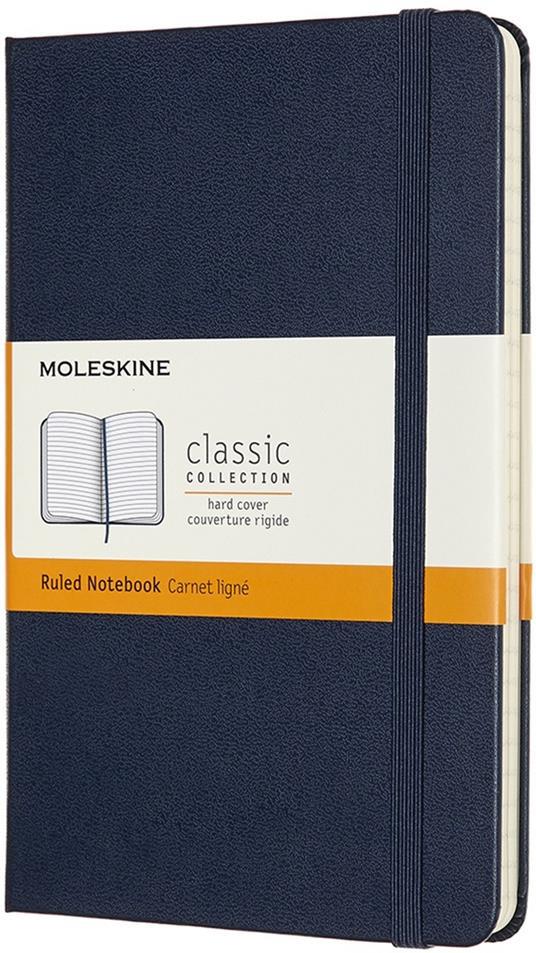 Taccuino Moleskine medium a righe copertina rigida blu. Sapphire Blue