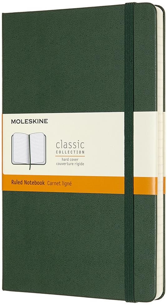 Taccuino Moleskine large a righe copertina rigida verde. Myrtle Green