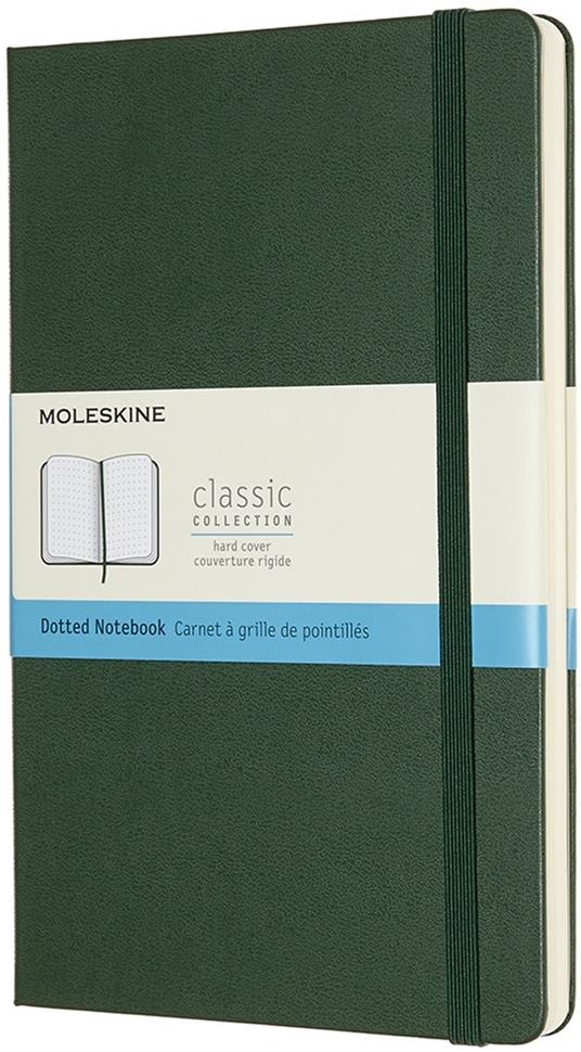 Taccuino Moleskine large puntinato copertina rigida verde. Myrtle Green