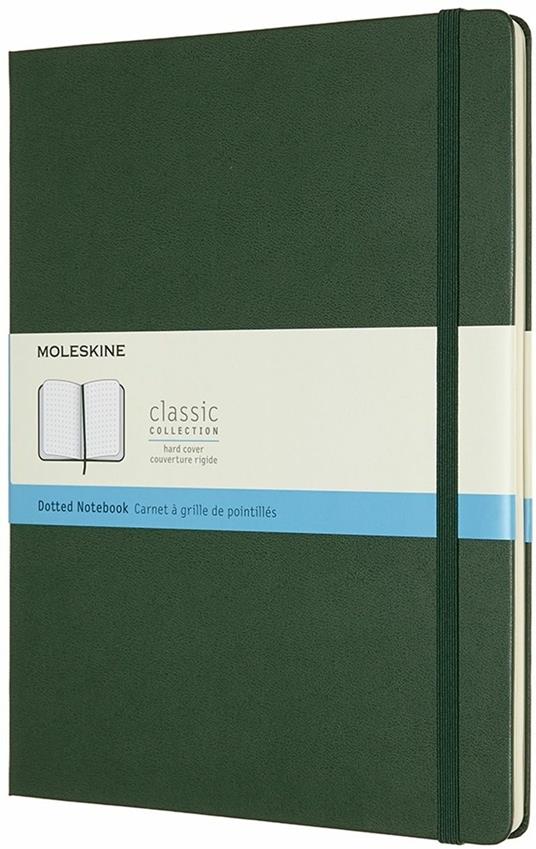 Taccuino Moleskine XL puntinato copertina rigida verde. Myrtle Green