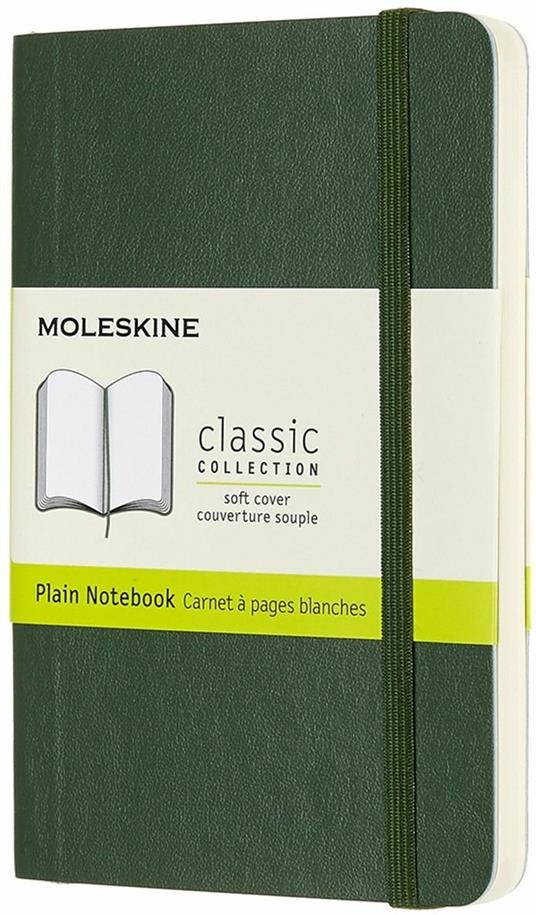 Taccuino Moleskine pocket a pagine bianche copertina morbida verde. Myrtle Green