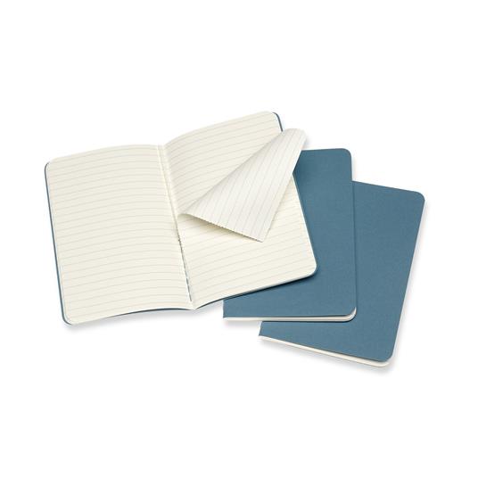 Quaderno Cahier Journal Moleskine pocket a righe azzurro. Brisk Blue. Set da 3 - 2