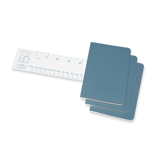 Quaderno Cahier Journal Moleskine pocket a righe azzurro. Brisk Blue. Set da 3 - 3