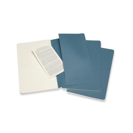 Quaderno Cahier Journal Moleskine large a pagine bianche azzurro. Brisk Blue. Set da 3 - 4
