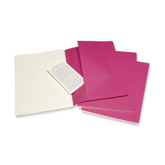 Quaderno Cahier Journal Moleskine XL a righe rosa. Kinetic Pink. Set da 3 - 4