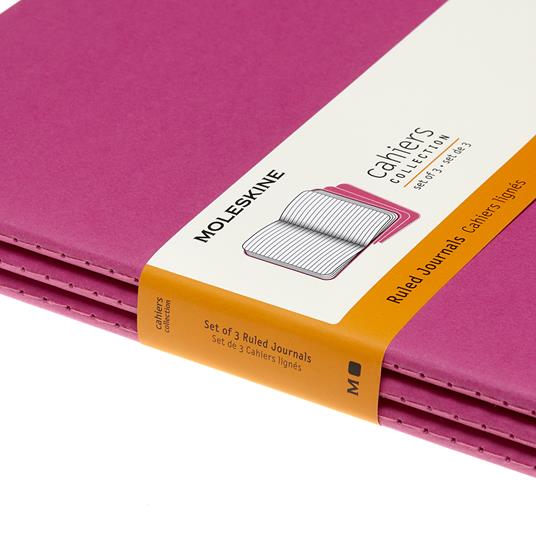 Quaderno Cahier Journal Moleskine XL a righe rosa. Kinetic Pink. Set da 3 - 5