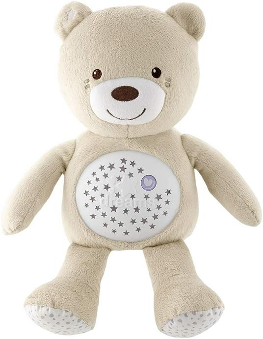 Chicco First Dreams Orsacchiotto Peluche Baby Bear Soffice Pupazzo Proiettore con Luce Notturna Bambini Effetti Luminosi e Rilassanti Melodie Beige