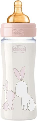 Chicco Original Touch Biberon Anticolica in Vetro Flusso Lento 0 Mesi+240 ml Rosa