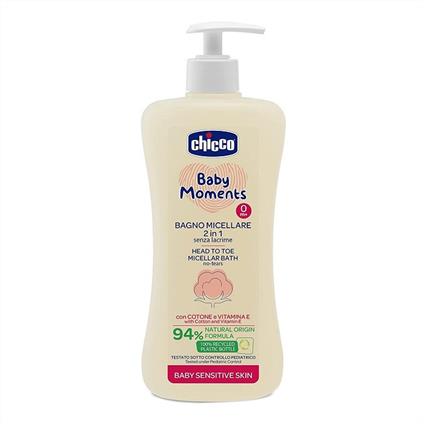 Chicco Baby Moments Bagno Micellare Senza Lacrime 2 in 1 per Pelli Sensibili 500 ml