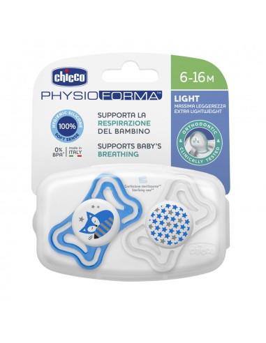 Chicco Succhietto Physio Forma Light Silicone 2 pz Azzurro 6-16 m