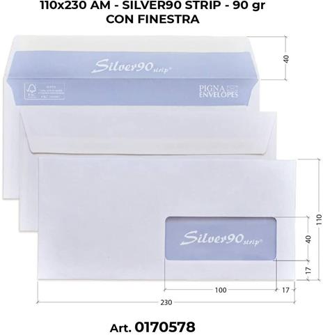 Busta Pigna Commerciale con Finestra con Strip, 110X230 Pigna Scatola 500 Buste, Multicolore - 4