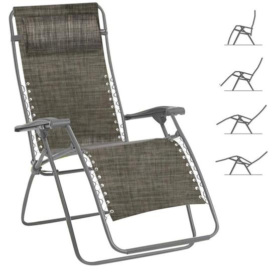 Sedia Giardino Poltrona Relax Pieghevole Gravita Zero Metallo Tessuto  Grigio - ND - Idee regalo | IBS