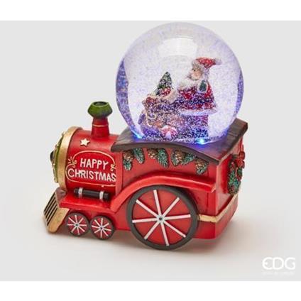 1 Sfera Acqua Con Musica E Led Treno Babbo Natale 17cm Natale Addobbi