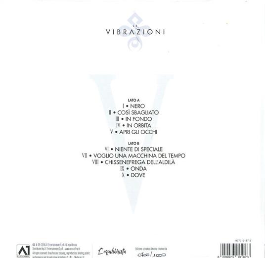 V (Sanremo 2018 - 180 gr.) - Vinile LP di Le Vibrazioni - 2