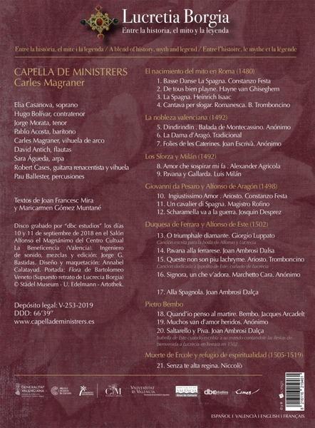 Lucrezia Borgia. Tra storia, mito e leggenda - CD Audio di Capella de Ministrers,Carles Magraner - 2