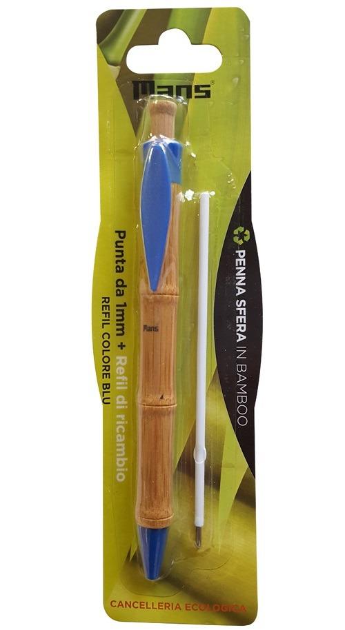 Penna bamboo Mans colore Blu inchiostro Blu