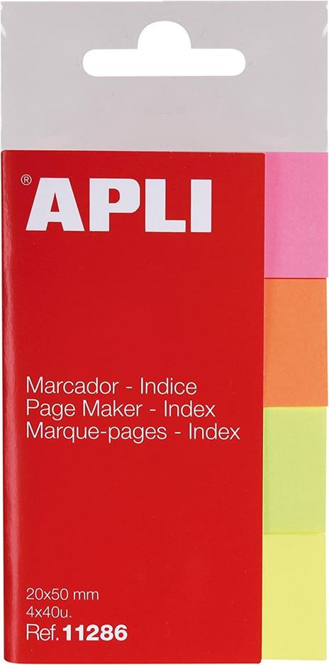 APLI - Ricordi autoadesivi, colori fluorescenti Assortimento di pellicole, fluorescente 45 x 12 mm - 5