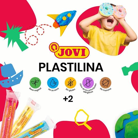 JOVI – Vassoio di plastilina, 10 pastiglie 150 g, Colori Assortiti, 71/10S - 5