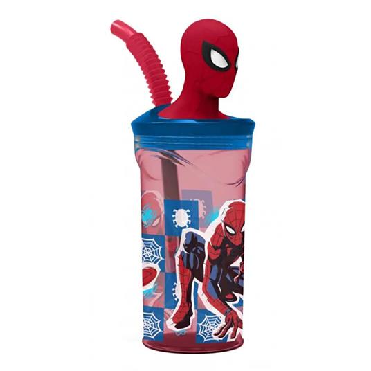 Spiderman Bicchiere con Cannuccia 3D Tritan ml. 360 - Stor - Idee regalo
